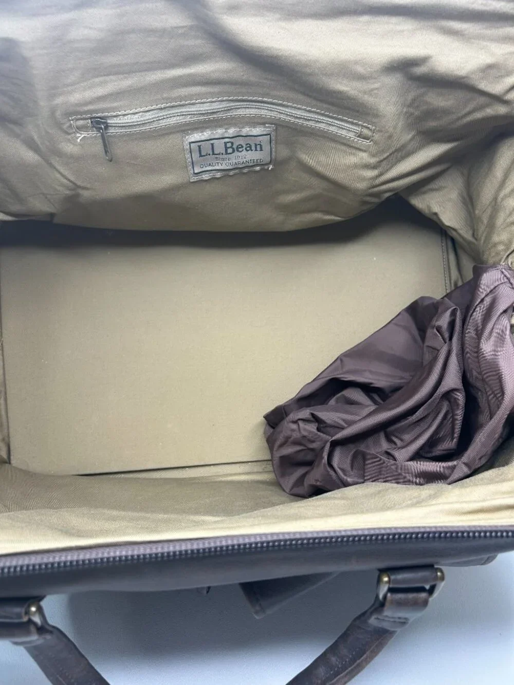 Vintage LL BEAN Large Brown All Leather Travel Duffle Carryon Gym Weekend Bag